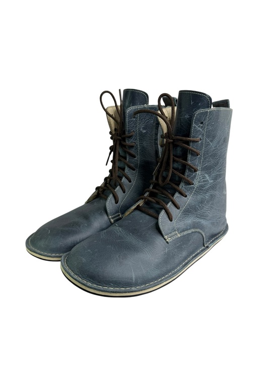 Ruby Barefoot Shoes - Ruby Barefoot Blue Leather Lace Up Zero Drop Wide Toebox Boots Minimalist Fall
